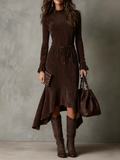 Damen Isla Wildleder-Midikleid mit geschnürtem Taillengürtel