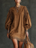 Damen Luxuriöses Wildleder-Minikleid