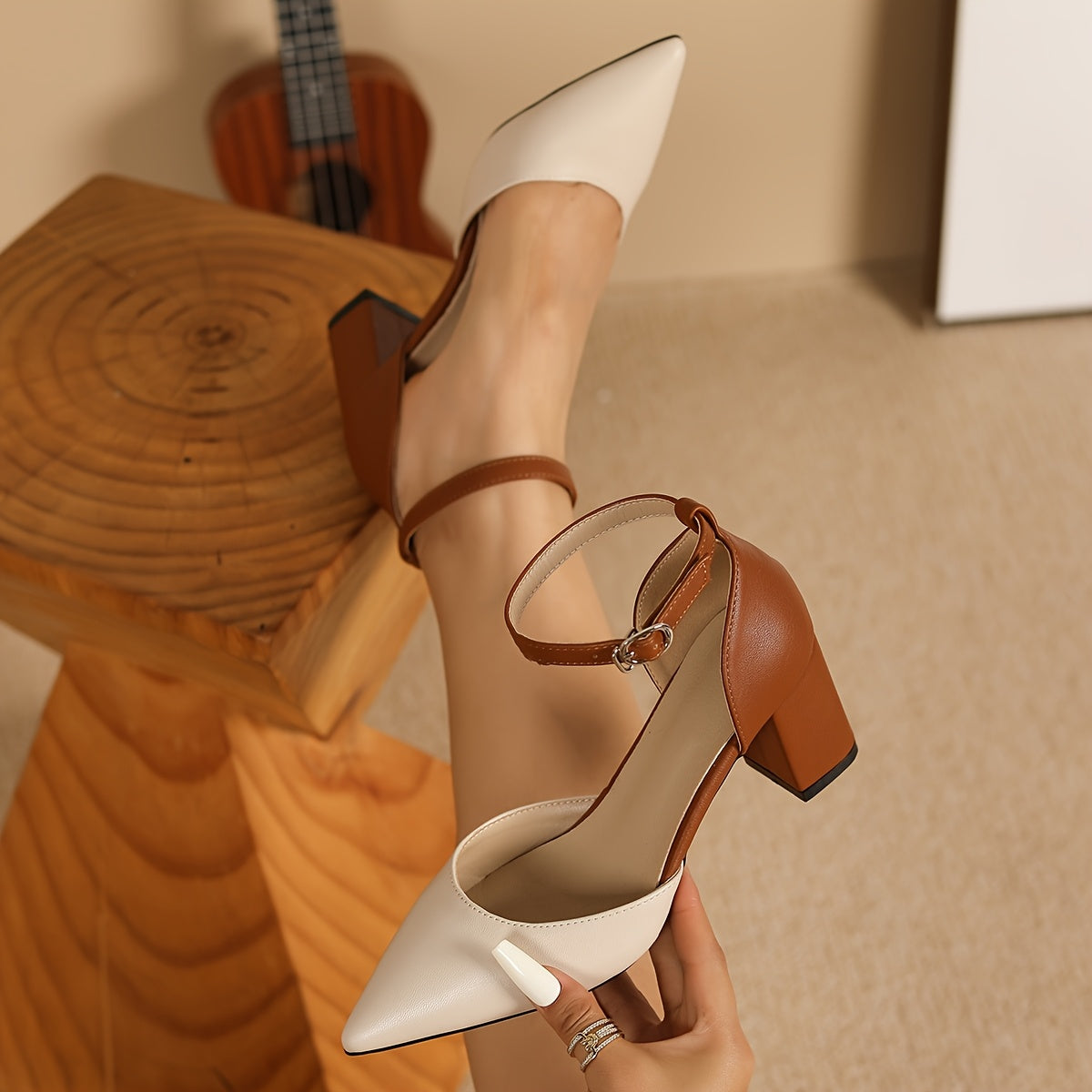 Damen Marielle Zweifarbige Riemchen-High-Heels – Schlanker, - - Damen > Sandalen > Absatz - Concept Fashionlab