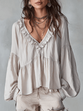 Damen Luftige, vintage-inspirierte Boho-Bluse mit weichen Rüschen