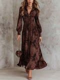 Damen Paisley-Print Maxi-Kleid mit Reißverschluss in der Taille