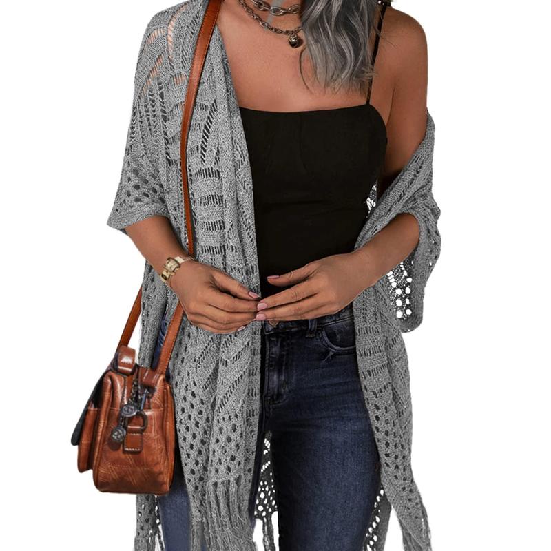 Cozy Summer Hollow-Out Tassel Outerwear - Gray One Size - Outerwear - Concept Fashionlab