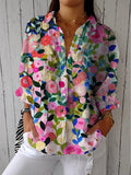 Frida | Canvas-Bluse mit Blumenmuster