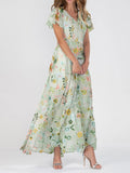 Peyton | Damen Maxi-Kleid mit V-Ausschnitt und Sommerblumenmuster