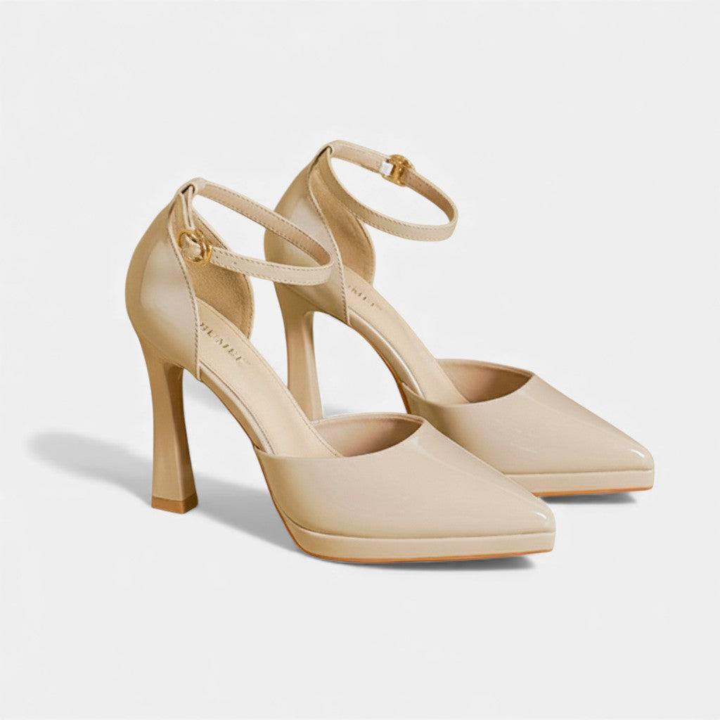 Damen Evette Leder-Pumps - Elegante Pumps aus Leder für den Alltag - Beige - Damen > Sandalen > Absatz - Concept Fashionlab