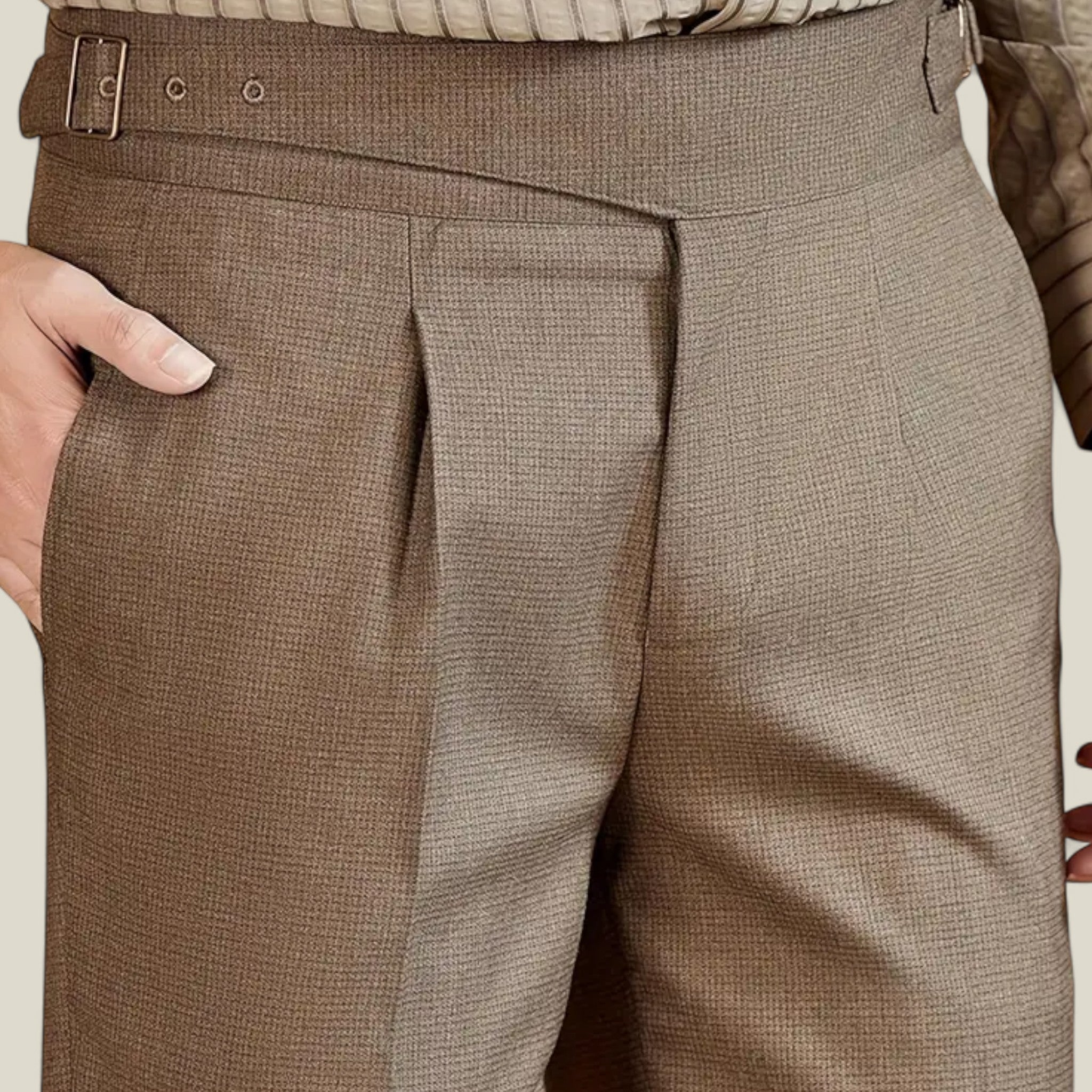 Luca | Elegante karierte Winterhose – Herrenmode - Kaki - - Concept Fashionlab