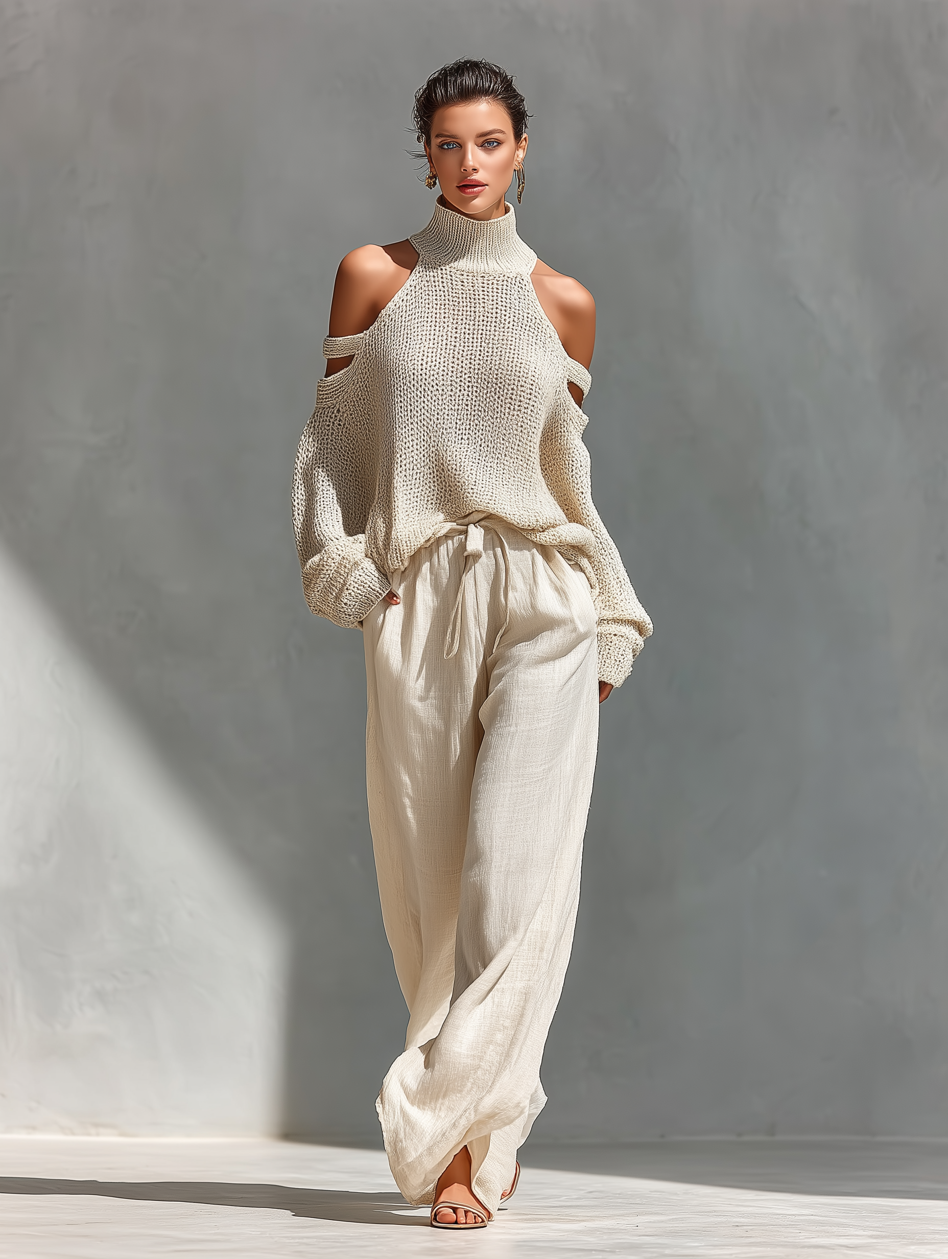 Liora | Gestricktes Cold-Shoulder-Set - - Set - Cow Clothing
