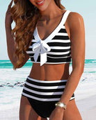 Muse® | Gestreifter Bikini mit hohem Bund