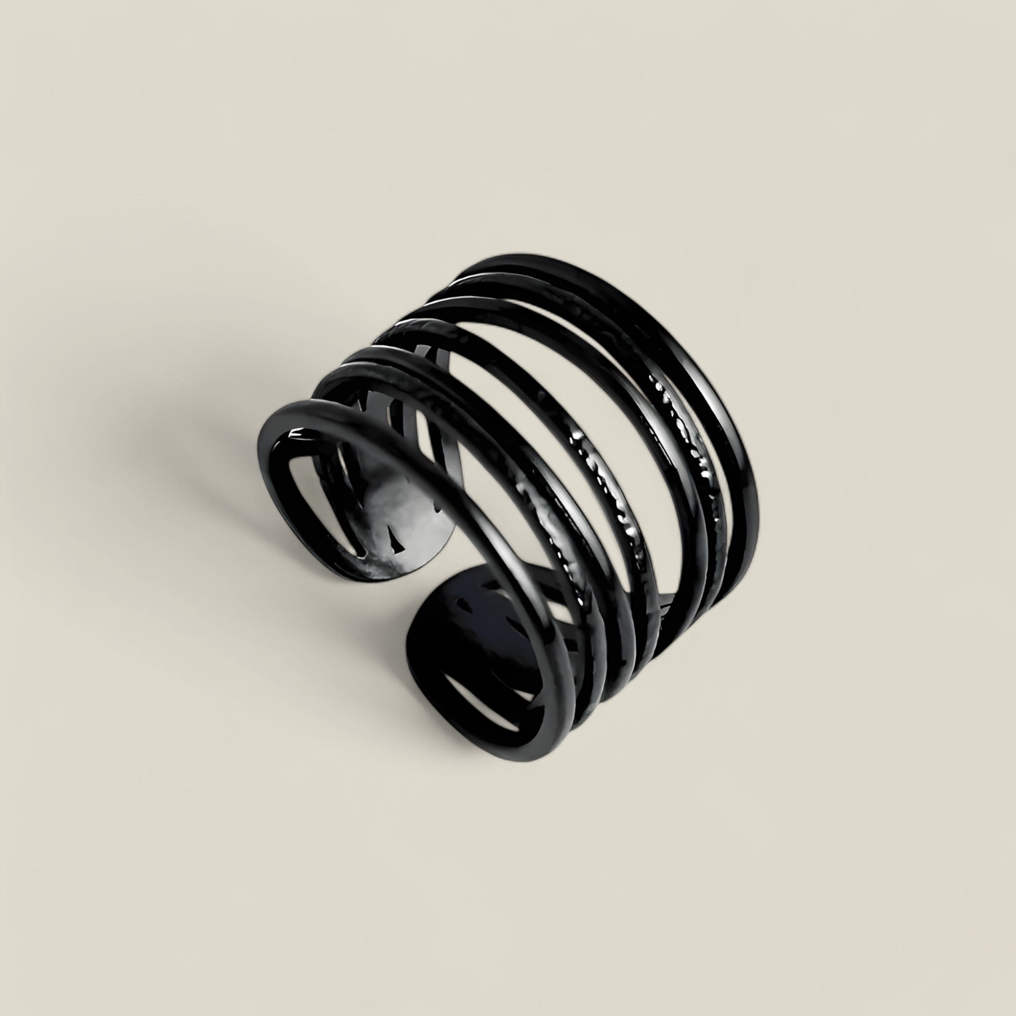 Lillian | Eleganter Cascading Ring - Schwarz - - Concept Fashionlab