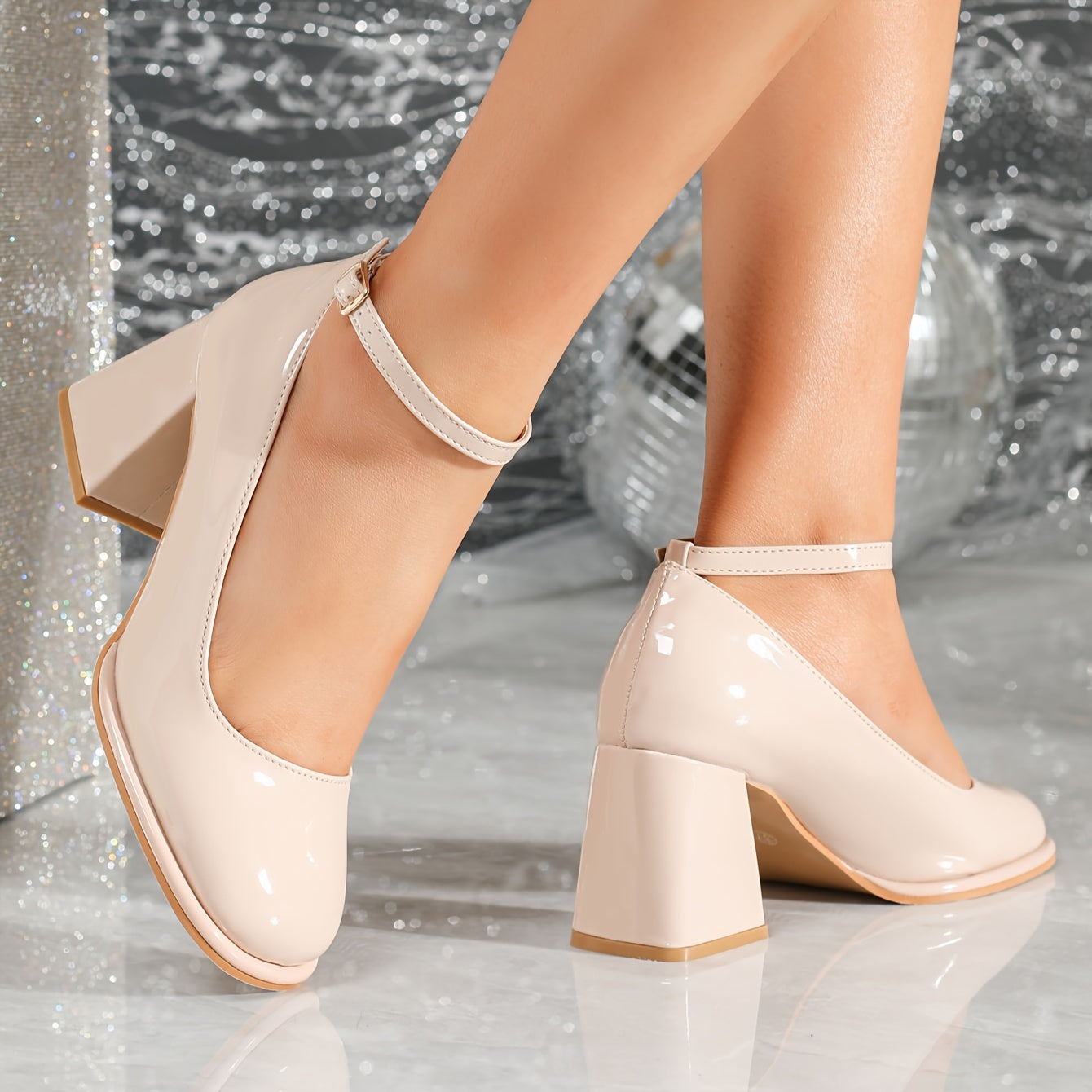 Damen Celeste Patentleder-Riemchenpumps – Schlanker, glänzender - - Damen > Sandalen > Absatz - Concept Fashionlab