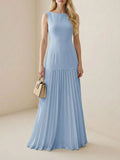 Ärmelloses Plissiertes Maxi-Kleid