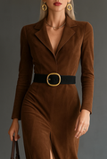 Eleanor Kunstwildleder-Midikleid – mühelos chic