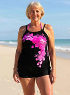 Avery Halter-Tankini-Set mit überkreuzten Trägern im Blumenmuster – Schmeichelhafte Passform und strahlender Sommerlook