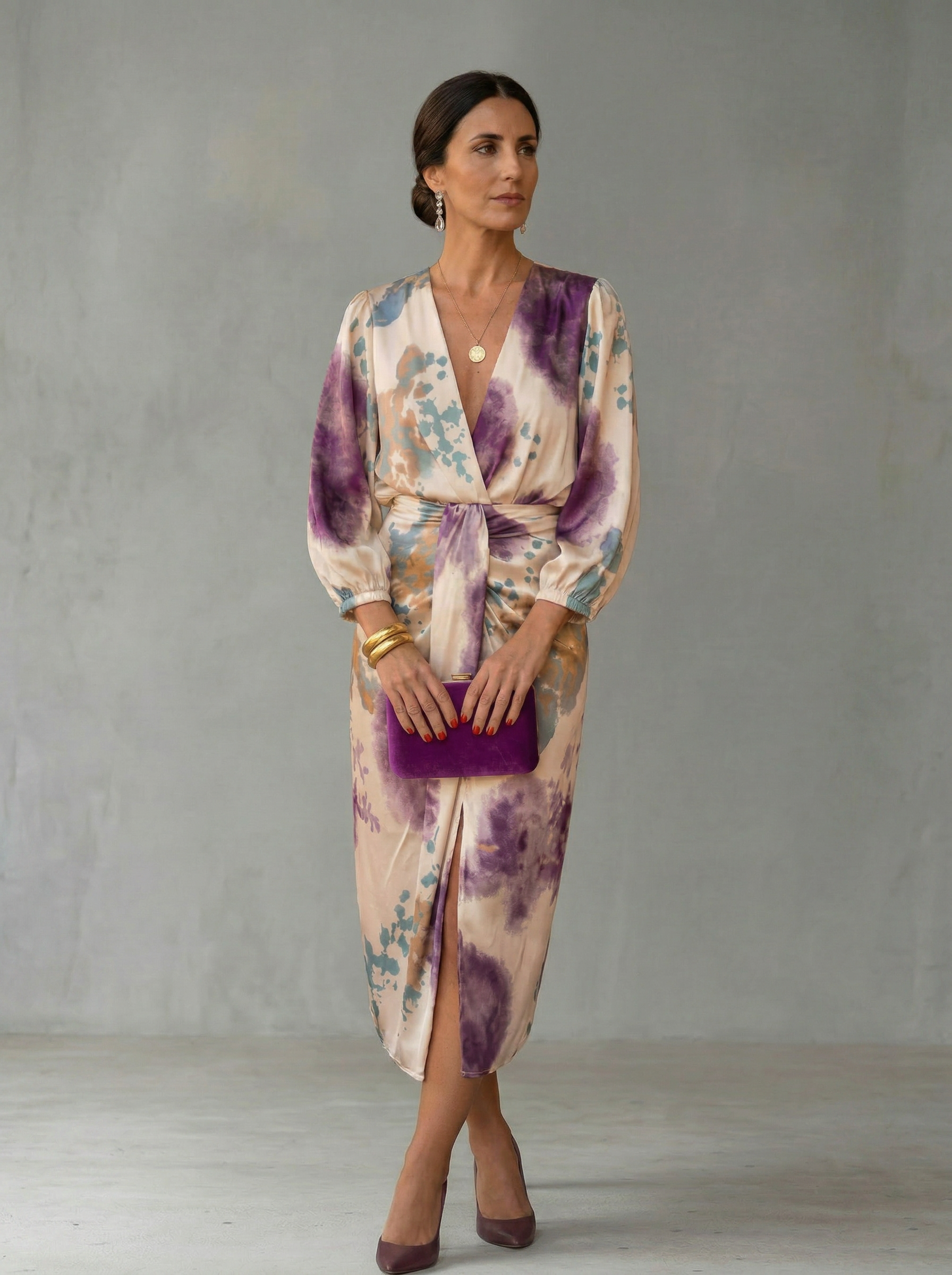 Valeria – Elegantes Kleid mit V-Ausschnitt - - - DUUWE