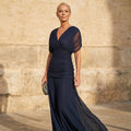 Damen Elegantes Blaues Kleid