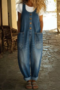 Nancy | Vintage gewaschene Baumwoll-Denim-Latzhose