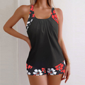 Damen Camille Rotes Blumenmuster Tankini-Set – Bold & Beautiful