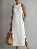 Jimena | Leinen-Midikleid mit Mao-Kragen