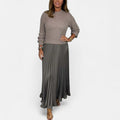 Claudia: Schickes Maxi-Kleid mit gestricktem Pullover und plissiertem Rock Damen