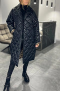 Damen Luxe Steppmantel mit Leopard-Print-Futter