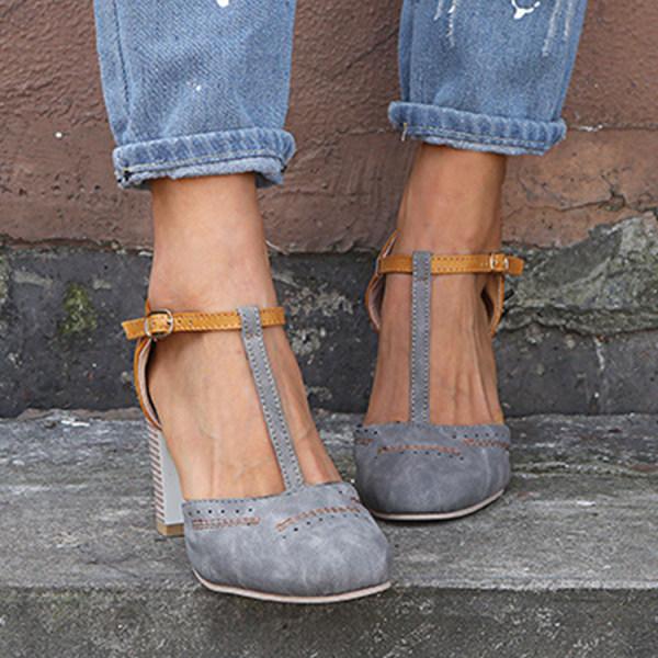 Damen T-Träger-Blockabsätze - Grau - Damen > Heels - Concept Fashionlab