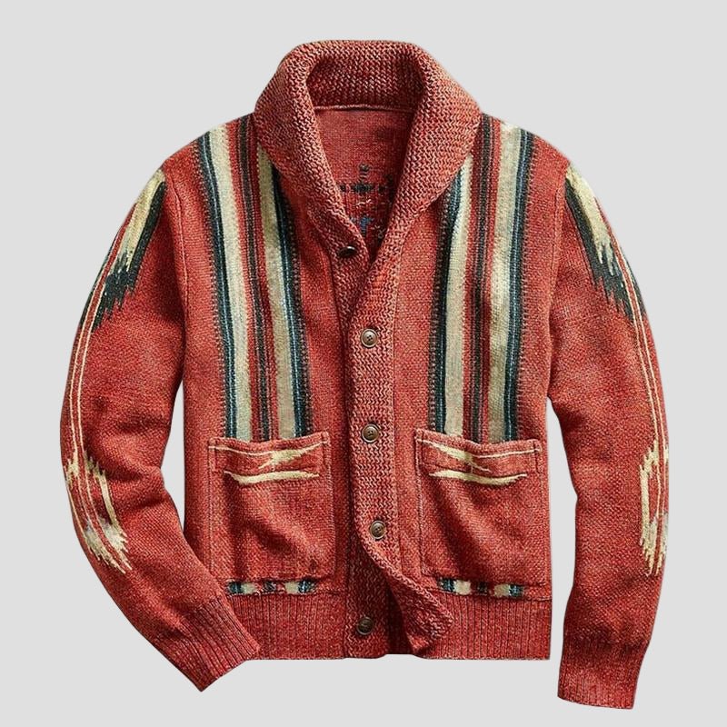 men Gebreide Adrian Vintage Jacquard Lapel Knit Cardigan Timeless Style, Cozy Comfort Vintage - - Cardigan - Concept Fashionlab
