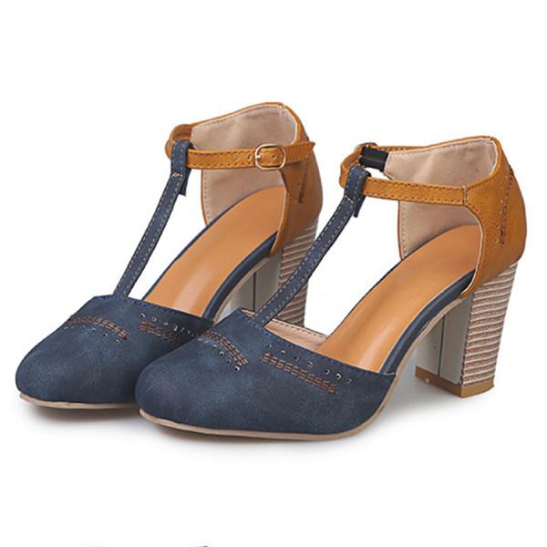 Damen T-Träger-Blockabsätze - Blau - Damen > Heels - Concept Fashionlab