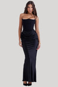 Damen schulterfreies Maxikleid