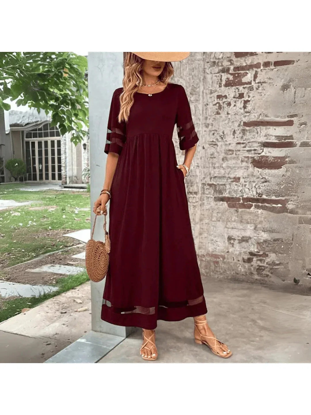 Schmeichelhaftes Kleid mit Bauchbedeckung Damen - Rot - Dress - Concept Fashionlab