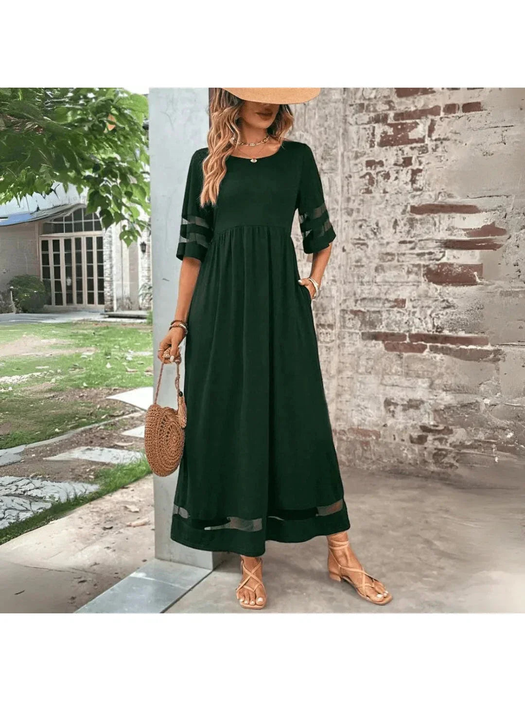 Schmeichelhaftes Kleid mit Bauchbedeckung Damen - Grün - Dress - Concept Fashionlab