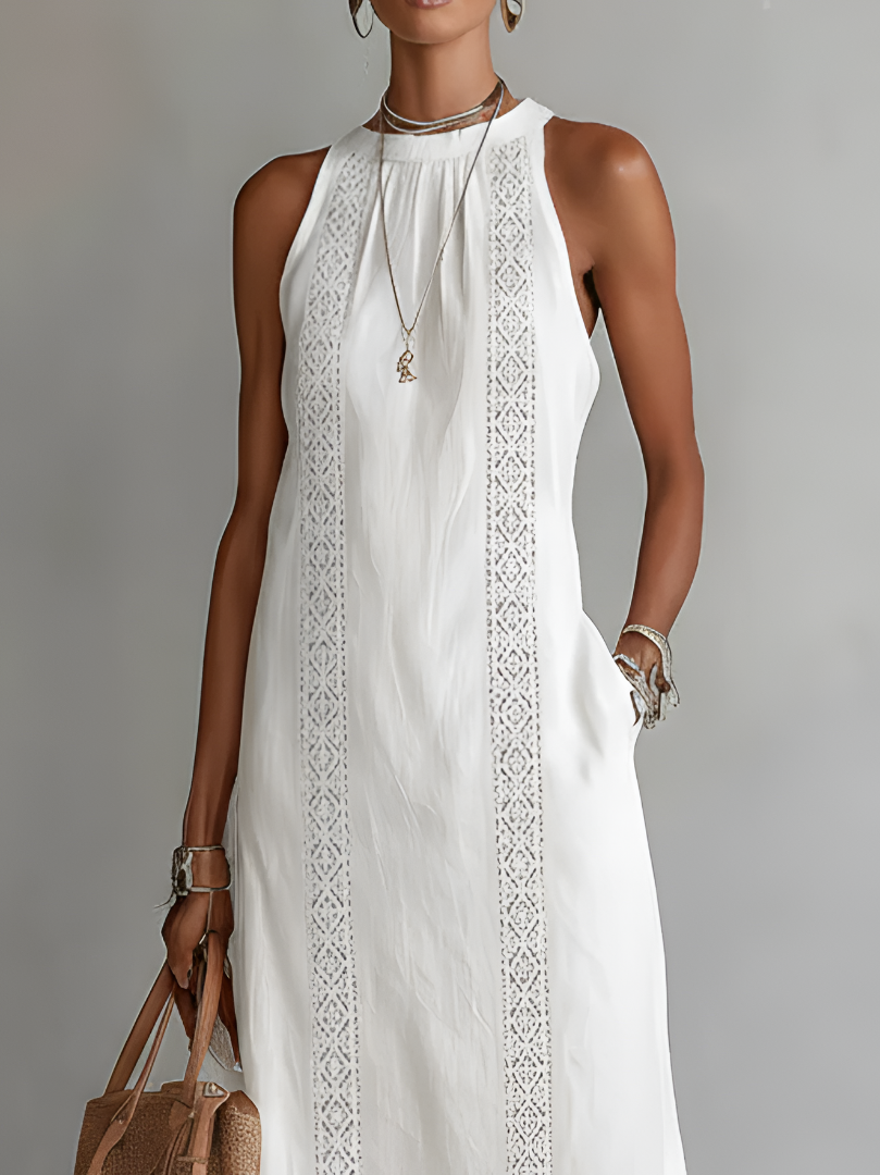 Jimena | Leinen-Midikleid mit Mao-Kragen - - - Cow Clothing