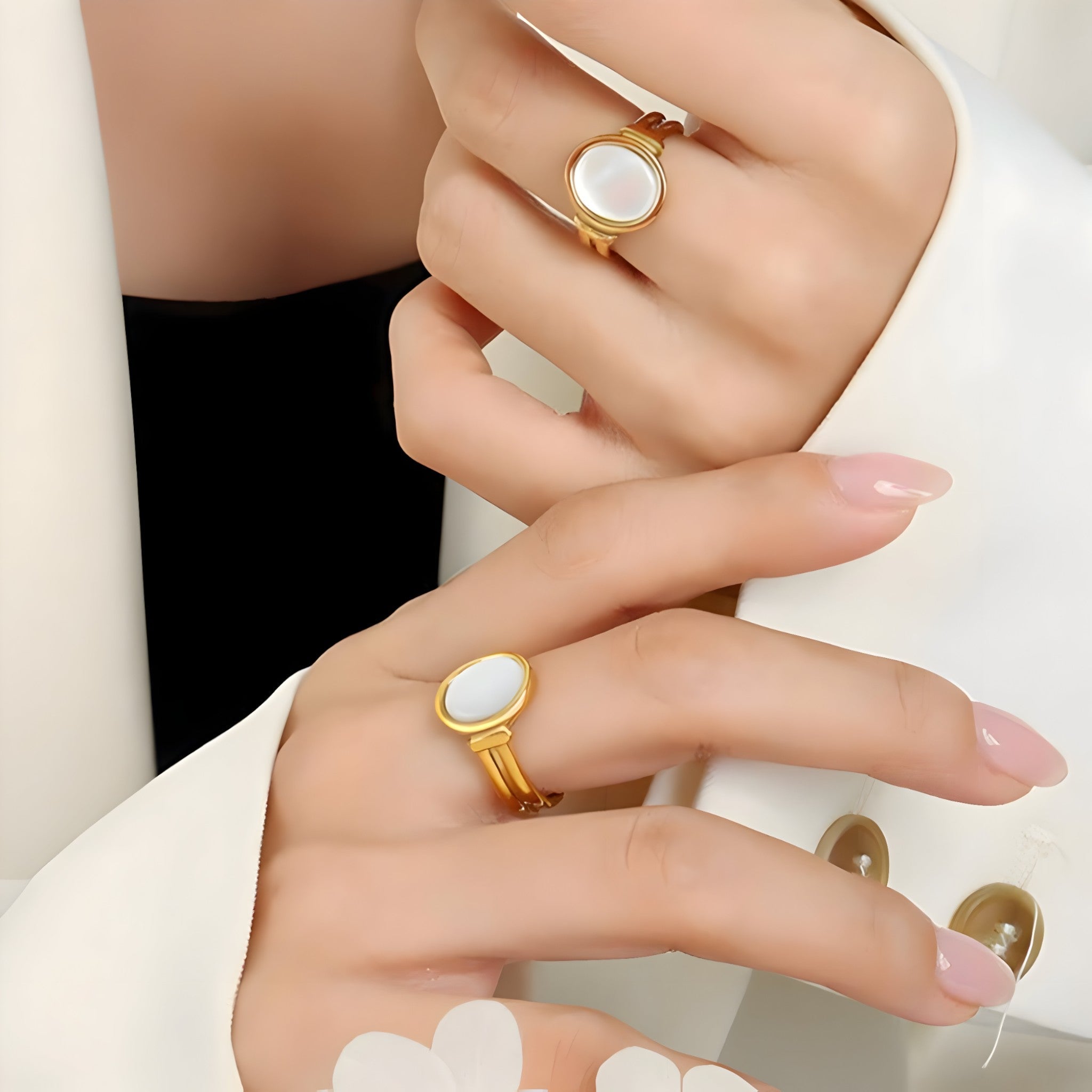 Laura | Ring mit Muschelringen - - - Concept Fashionlab