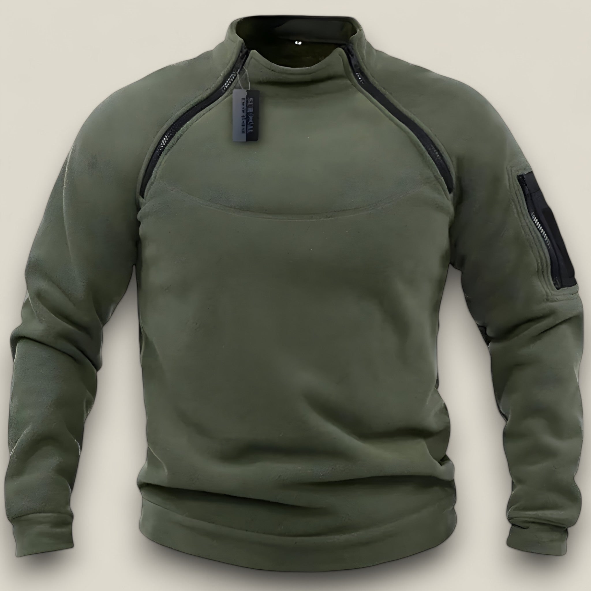 Trek | Herren Fleece-Pullover, winddicht - Taktisch & Lässig - Olive - - Concept Fashionlab