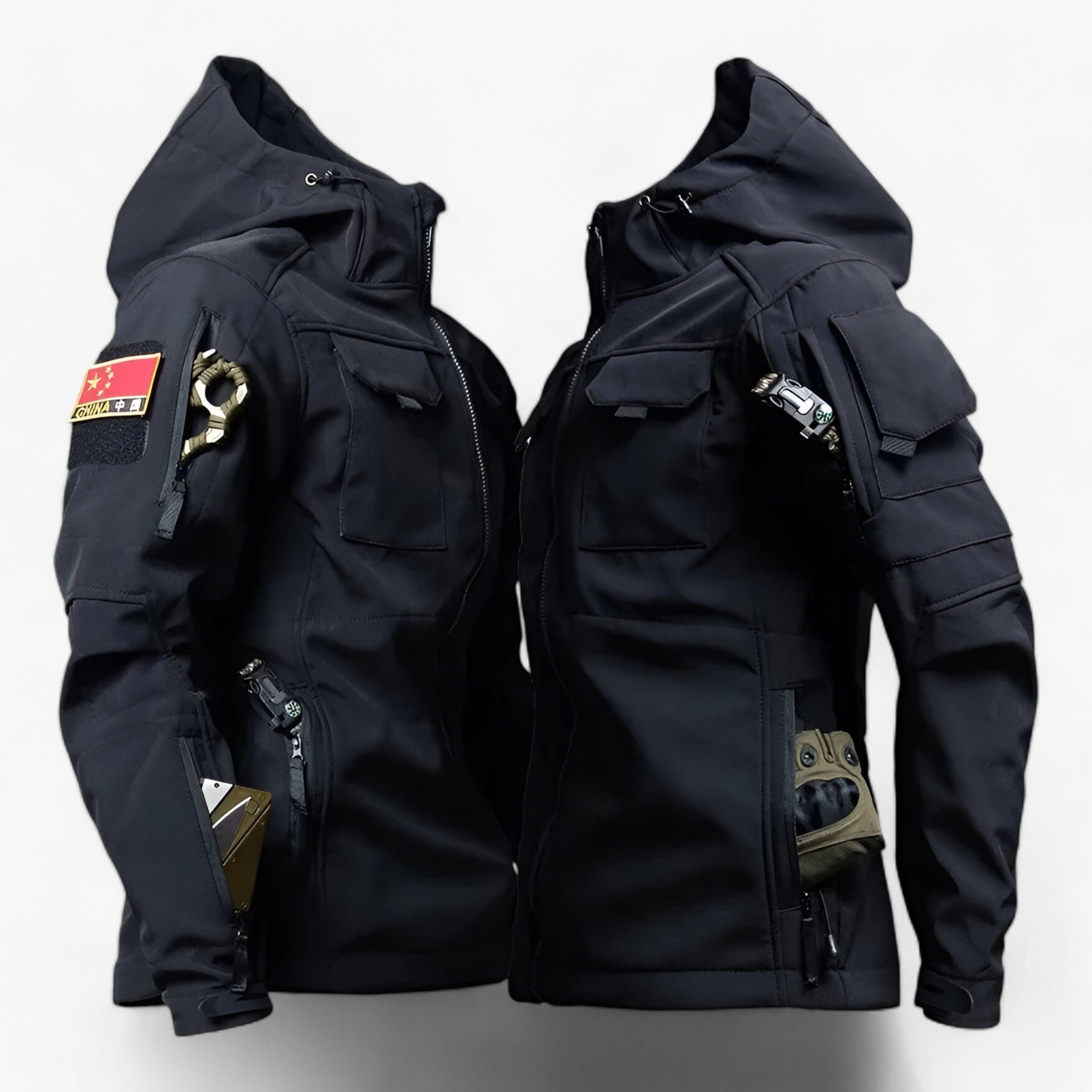 Herren Taktische Softshelljacke mit Kapuze – Dicke und wasserdichte Ausführung, mit vielen Taschen für Ausrüstung