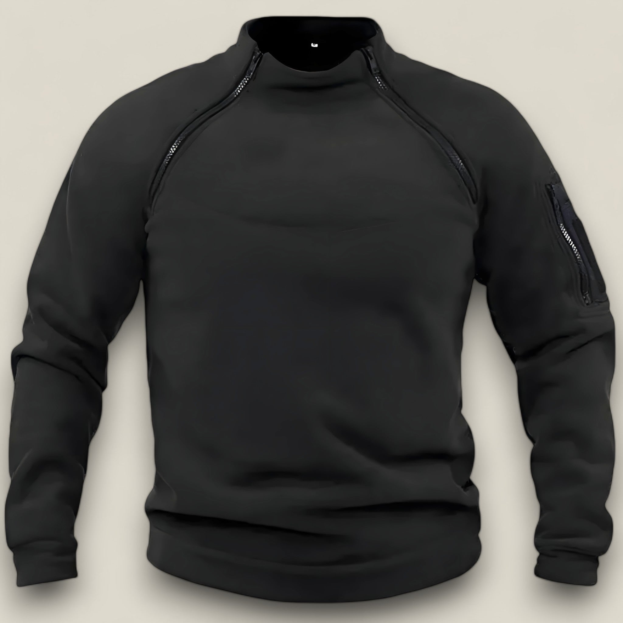 Trek | Herren Fleece-Pullover, winddicht - Taktisch & Lässig - Schwarz - - Concept Fashionlab