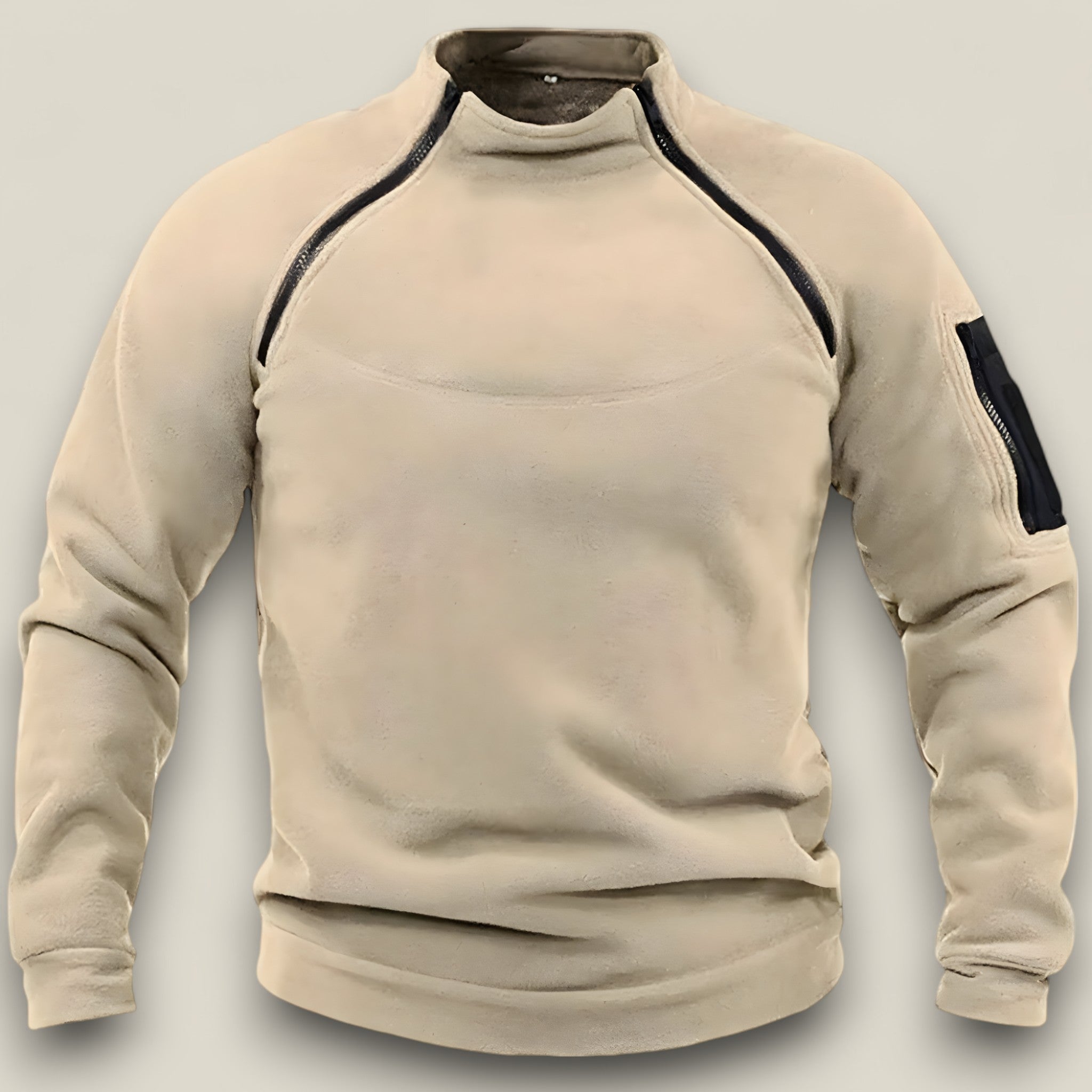 Trek | Herren Fleece-Pullover, winddicht - Taktisch & Lässig - Kaki - - Concept Fashionlab