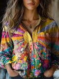 Strahlendes Sonnenblumen-Top Damen