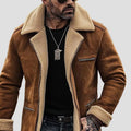 Herren Wildledermantel mit eleganten Reversen und vielen Taschen