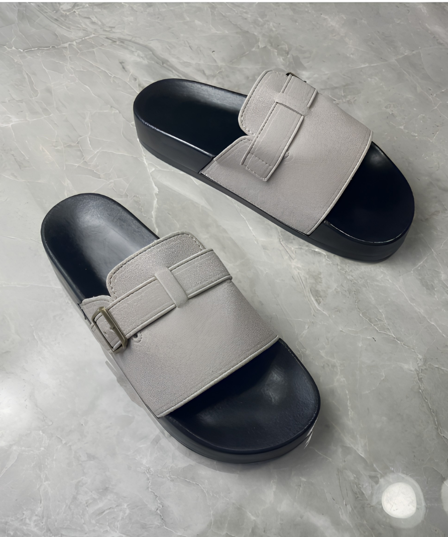 Herren-Pantoletten zum Hineinschlüpfen - Grau - sandal - Concept Fashionlab