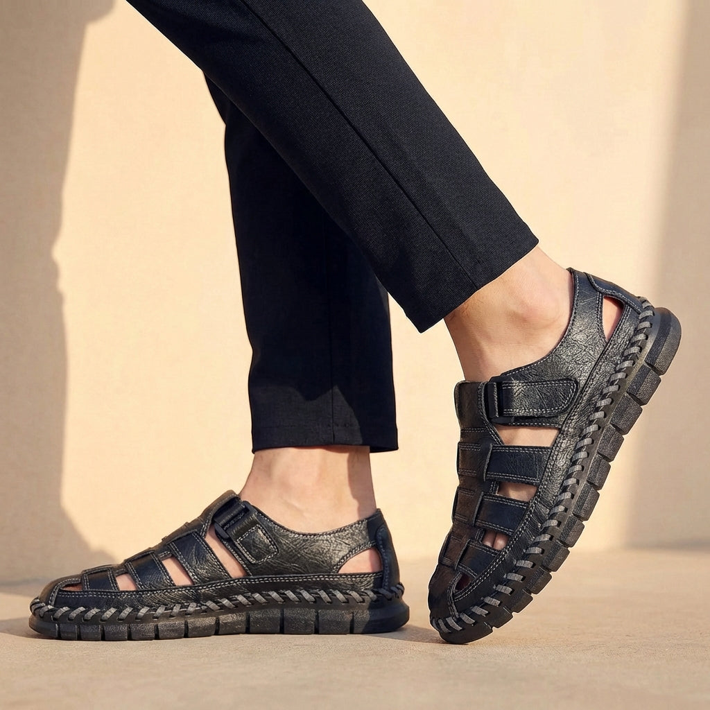 Durchbrochene Herren-Sandalen - Schwarz - Sandals - Concept Fashionlab