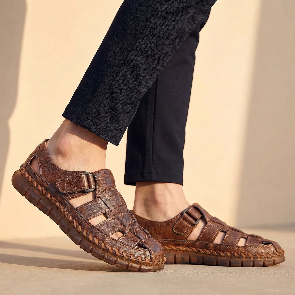 Durchbrochene Herren-Sandalen - Braun - Sandals - Concept Fashionlab